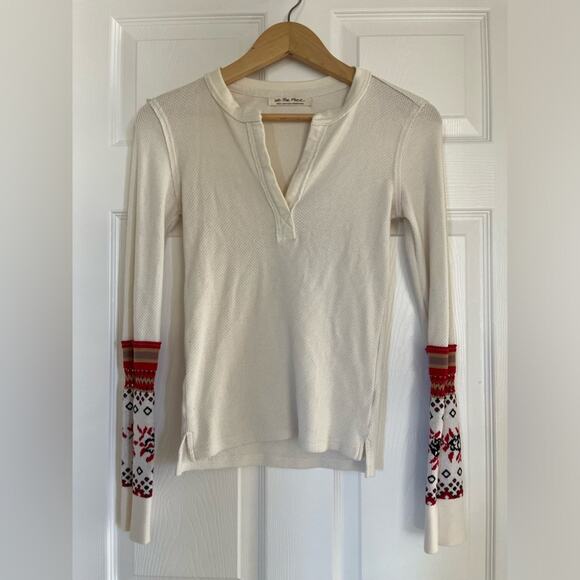 Free People Mikah Layering Cuff Thermal Top in Cream Combo Size Small - Picture 2 of 7